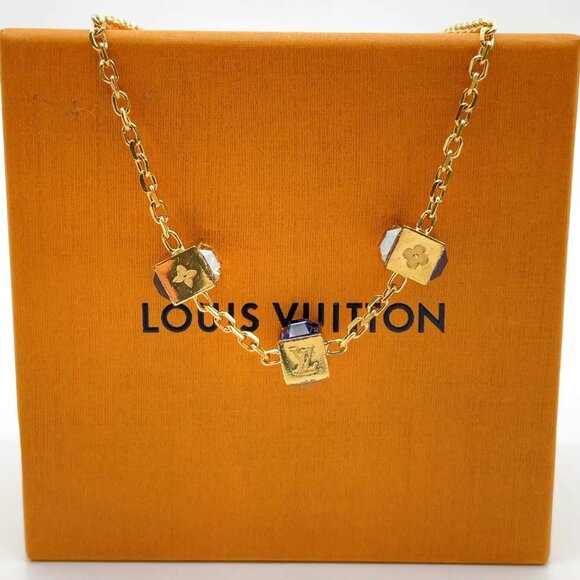 Louis Vuitton Gamble Necklace M65096 Swarovski Crystal W/Box - Picture 1 of 13
